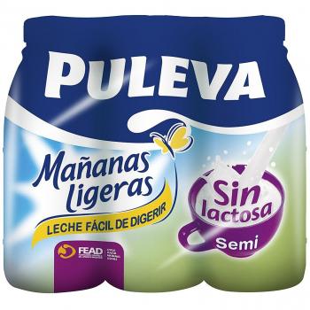 Puleva Mañanas Ligeras Leche sin Lactosa Semidesnatada, 6 x 1L