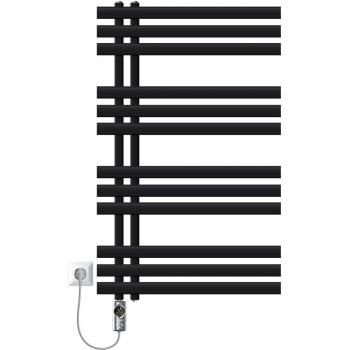 Radiador Toallero Eléctrico de Hierro 600x1000 mm Negro Mate con Termostato Digital y Elemento Calefactor 600W
