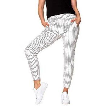 Only Poptrash Women's Easy Rush Stripe Trousers in Cloud Dancer, Regular Fit, XL
