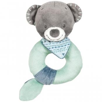 Nattou - Sonajero textil oso jules verde turquesa/gris