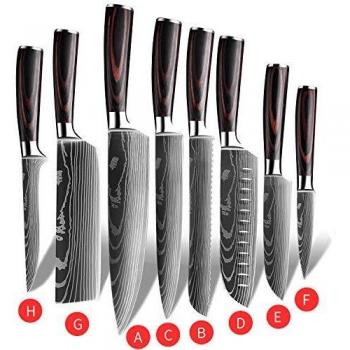 KEPEAK Cuchillo de Cocina, Cuchillos de Cocina Afilados de Acero Inoxidable de Diferentes Tamaños con Agarre Cómodo, Cuchillo de Cocina/Restaurante a Prueba de Herrumbre