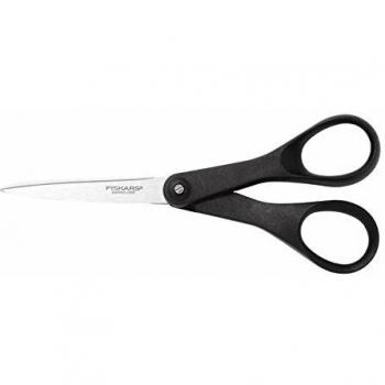 Tijera de papel Fiskars Essential 18 cm, negra, multiusos