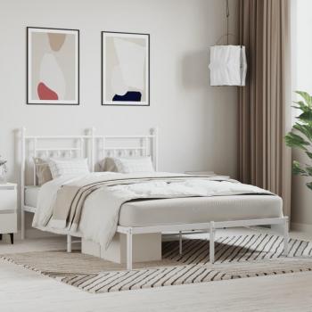 Cama de metal blanca con cabecero 140x190 cm