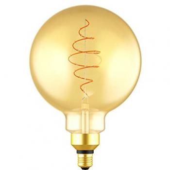Bombilla Filamento LED Esférica G200 XL Croissant E27 8.5W 600 Lumens 2000K con acabado dorado y regulable