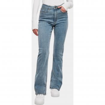Urban Classics Women's High-Waist Straight Slit Blue Denim Jeans