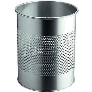 Durable 338123 Basurero de acero inoxidable redondo 15 litros, perforación 165 mm, plata