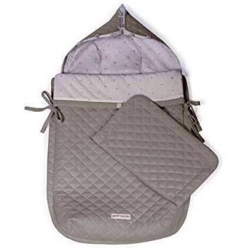 Pasito a Pasito. Saco Cuco María. Saco de dormir uso universal para Grupo 0. Manta 3 en 1 ideal para cubrir el carrito, portabebé y silla de paseo. Incluye almohada. Color Gris.