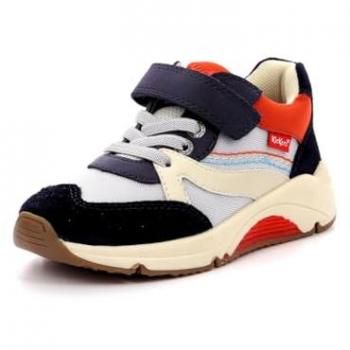 Kickers Runrun Children's Sneakers - Navy Camel Red, UK Size 13