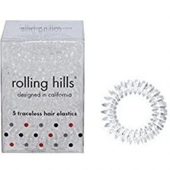 Rolling Hills - 5 elásticos para el cabello sin rastro - Anillos espirales para atar el cabello - No rascar, no disparar - Elásticos impermeables e higiénicos - Transparente
