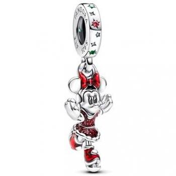 Charm Colgante de Plata de Ley Minnie Mouse Patinando sobre Hielo de Disney