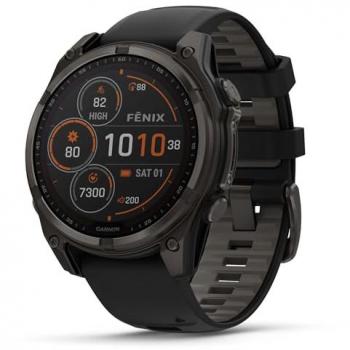 Garmin Fenix 8 Sapphire Solar Titane 47mm Carbon Gray Gris - Reloj inteligente smartwatch con carga solar, pantalla de zafiro, titanio DLC, GPS integrado, pulsómetros, duración de batería de hasta 48 días