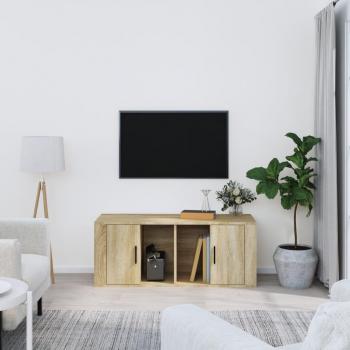 Mueble para TV madera contrachapada negra 100x35x40 cm, Mueble de Salon, Mueble TV, Mesa de TV, color negro