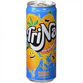 Trina Bebida Sin Gas de Naranja, Refresco Bajo en Calorías - Lata, Pack 12x33cl