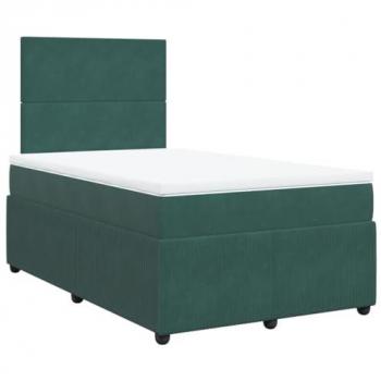 Cama box spring suave con colchón de terciopelo verde oscuro 120x190 cm