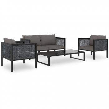 5-Piece Anthracite Poly Rattan Garden Lounge Set with Cushions