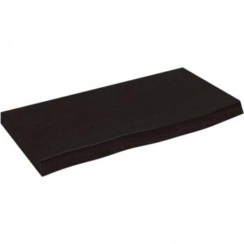 Estante de pared de madera de roble tratada, dimensiones 60x30x(2-4) cm, en colores natural, marrón claro y marrón oscuro, ideal para oficina, estudio o dormitorio, utilizado como estantería