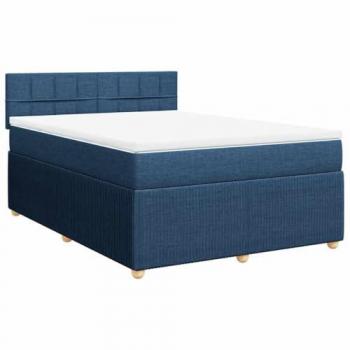 Cama Box Spring con Colchón de Tela Azul 140x190 cm