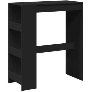 Mesa alta con estantes de madera ingeniería negra 90x40x103,5 cm