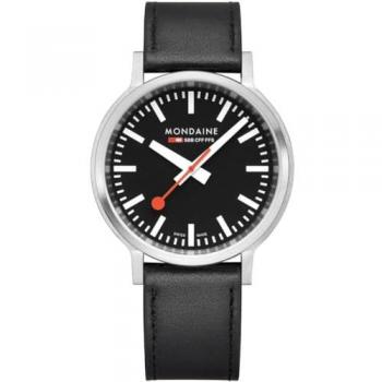 Mondaine Stop2Go 41mm Men's Watch with Vegan Leather Strap