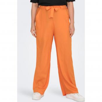 ONLY Carmakoma Women's Elastic Waist Straight Trousers with Belt - Orange, Size 4XL