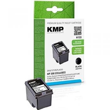 Cartucho de Tinta Compatible KMP H133 Negro para HP 300 (CC640EE) - Reutilizado, Rinde Aproximadamente 200 Páginas, Compatible con HP Deskjet D2560/D2660 y Envy