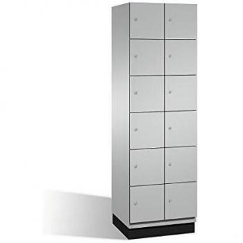 Armario de Compartimentos Bajo Llave C+P Cambio con 6 Departamentos, Puertas de Acero, Color Blanco Aluminio, Dimensiones B 600 mm