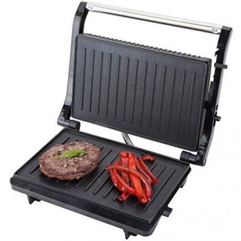 Jata GR264 Grill de Asar con Doble Placas de 22,5 x 14 cm Apertura 180° Placa Superior Basculante Antiadherente Libre de PFOA y Presión de Asado Uniforme