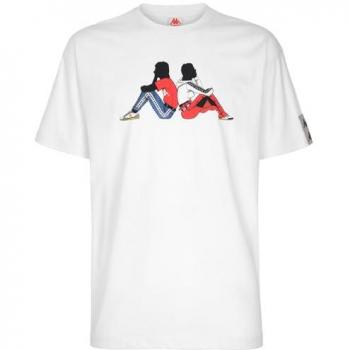Kappa Camiseta de Manga Corta Banda Pop, Color Blanco Puro, Talla 2XL, para Hombre
