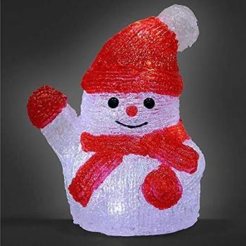 Figura Navideña de Acrílico LED Muñeco de Nieve Tamaño S - Decoración Multicolor a Batería para Interior y Exterior