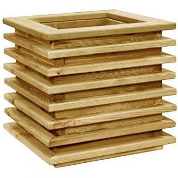 Jardinera de 50 × 50 × 40 cm de madera de pino impregnada.
