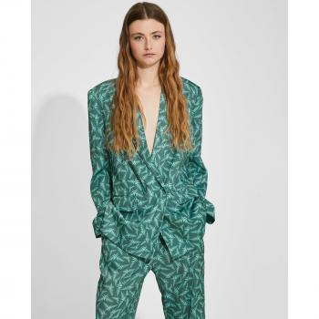 NAËLLE - Blazer estampada para mujer con hombreras, cierre cruzado y falsos bolsillos laterales