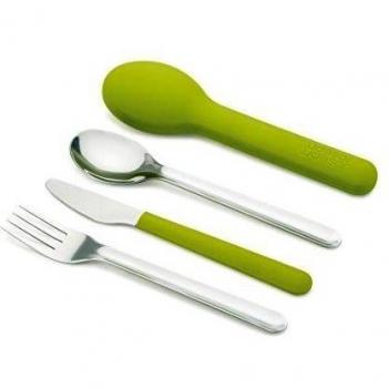 Joseph Joseph Go Eat cubertería de acero inoxidable ahorro de espacio-set verde