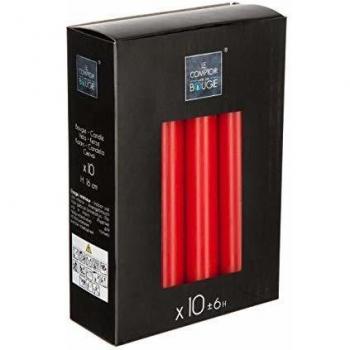 Juego de 10 velas rojas con palos H.16cm