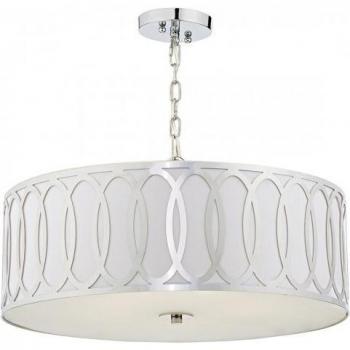 Colgante Acura de cromo pulido y blanco suave de 5 luces, Lámpara colgante cilíndrica Blanco Cromo Pulido, 5x E27