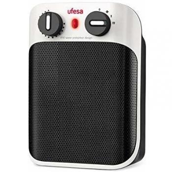 Ufesa CC1800IP - Calefactor Cerámico Vertical 1800W, con Protección IP21, Sistema Seguridad Antivuelco, 3 Modos: 2 Niveles de Potencia y Función Ventilación, Termostato Regulable, Silencioso