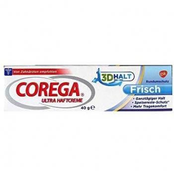 Crema Adhesiva para Dentaduras Corega Ultra Fresca sin Zinc, Pack de 2, 40 g