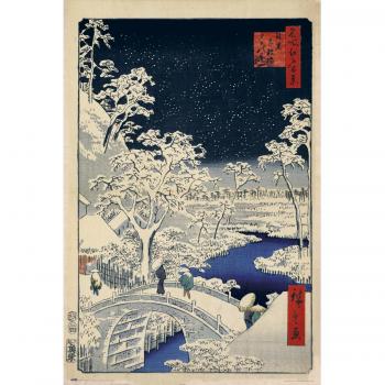 Póster Hiroshige El Puente del Tambor y La Colina del Atardecer en Meguro 91.5 x 61 cm