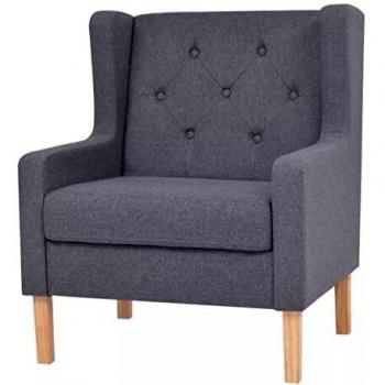 vidaXL Sillón de Tela Gris Silla Asiento Banco Taburete Banqueta Mueble Salón