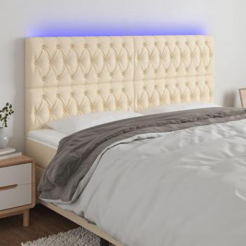 Cabecero Led 180x7x118/128 cm Tela Crema con luces LED