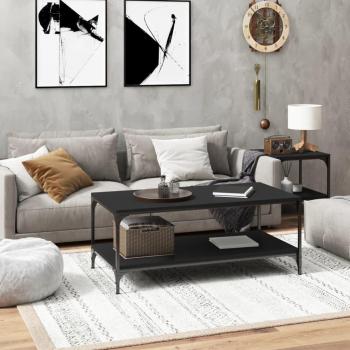 Mesa de centro de madera contrachapada 100x50x40 cm en color Negro, Roble Sonoma y Roble ahumado, ideal para salón o comedor, también conocida como mesita auxiliar o mesa de café