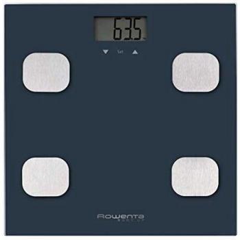 Rowenta Body Up BR2520 - Báscula de baño con medidor de grasa corporal e IMC que almacena hasta 8 perfiles de usuario, con una gran pantalla LCD, plataforma de vidrio, hasta 150 kg de capacidad