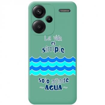 Funda Silicona Líquida Verde con Diseño de Agua para Xiaomi Redmi Note 13 Pro+ Plus 5G