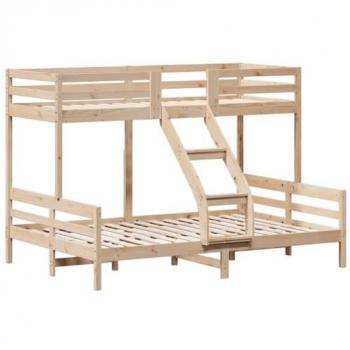Litera de madera maciza de pino 90x200/140x200 cm Marrón, cama alta, estructura de cama, muebles de dormitorio
