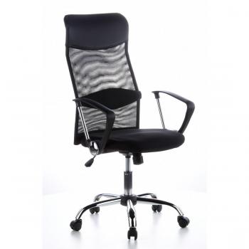 hjh OFFICE 621100 Silla de Oficina Home Office Aria High Tejido de Malla/Piel sintética Negro, Muy cómodo, Respaldo Alto, con Soporte Lumbar, con apoyabrazos