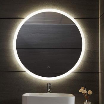 Espejo de Baño LED Redondo Aquamarin Nova - Ø 80 cm, Antivaho, Regulable, Ahorro Energía, Táctil, 3000-7000K, Función de Memoria, Sensor