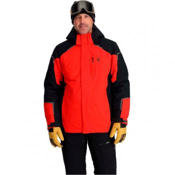 Chaqueta de esquí Spyder Copper con capucha para hombre, PrimaLoft Black Eco, color rojo y negro