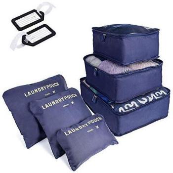 6 PCS Organizadores de Viaje para Maletas, Bolsas de Equipaje Impermeable Cubos Embalaje de Viaje Bolsas de Almacenamiento para Ropa Zapatos, Cosméticos Accesorios, Material Nylon