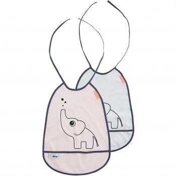 Done by deer 10639 - Pack 2 baberos con diseño elefante, color gris y rosa