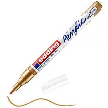 Marcador Acrílico Edding 5300 Oro - Trazo Fino (1-2 mm), Resistente al Agua y a la Luz