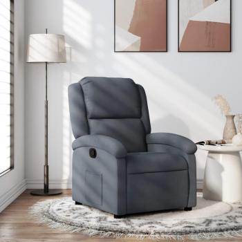 Sillón reclinable de terciopelo en gris claro, gris oscuro y negro, para dormitorio, cómodo, silla relax y sofá